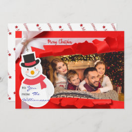 クリスマスプレゼントを開くと家族の写真が見える シーズンカード