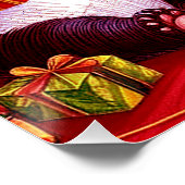 クリスマスプレゼントを開くパンダの家族 ポスター (コーナー)