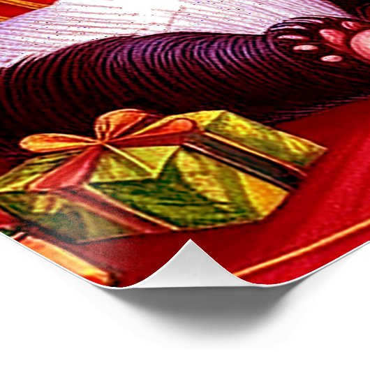 クリスマスプレゼントを開くパンダの家族 ポスター (コーナー)