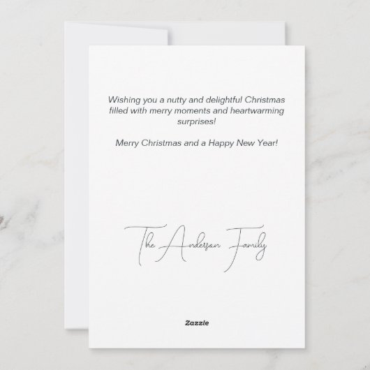 クリスマスプレゼントを飾ったかわいいリスとメリークリスマス シーズンカード (裏面)