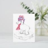 クリスマスプレゼントを飾ったかわいい漫画のホッキョクグマ シーズンカード (スタンド正面)