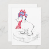 クリスマスプレゼントを飾ったかわいい漫画のホッキョクグマ シーズンカード (正面/裏面)