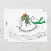 クリスマスプレゼントを飾ったかわいい漫画のホッキョクグマ シーズンカード (正面/裏面)