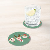 クリスマスプレゼントウェルシュコーギー犬 ラウンドペーパーコースター (インサイチュ)