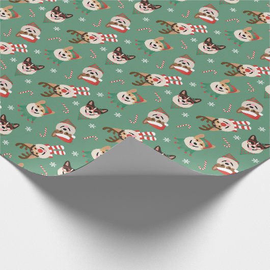 クリスマスプレゼントウェルシュコーギー犬 ラッピングペーパー (角)