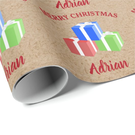 クリスマスプレゼントカスタマイズパターン名クラフト ラッピングペーパー (ロールコーナー)
