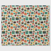 クリスマスプレゼントカラフルパターンギフト ラッピングペーパー (フラット)