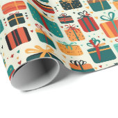 クリスマスプレゼントカラフルパターンギフト ラッピングペーパー (ロールコーナー)