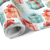 クリスマスプレゼントカラフルボックスの作成 ラッピングペーパー (ロールコーナー)