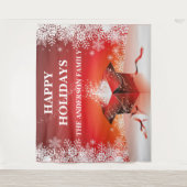 クリスマスプレゼントサプライズ雪の結晶 タペストリー (正面)