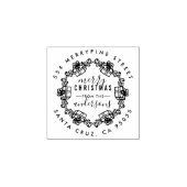 クリスマスプレゼントスケッチリース差出人住所 ラバースタンプ (インプリント)