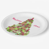 クリスマスプレゼントツリー名パーソナライズされた ペーパープレート (アングル)