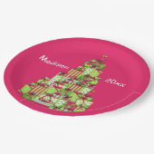 クリスマスプレゼントツリー名パーソナライズされた ペーパープレート (アングル)