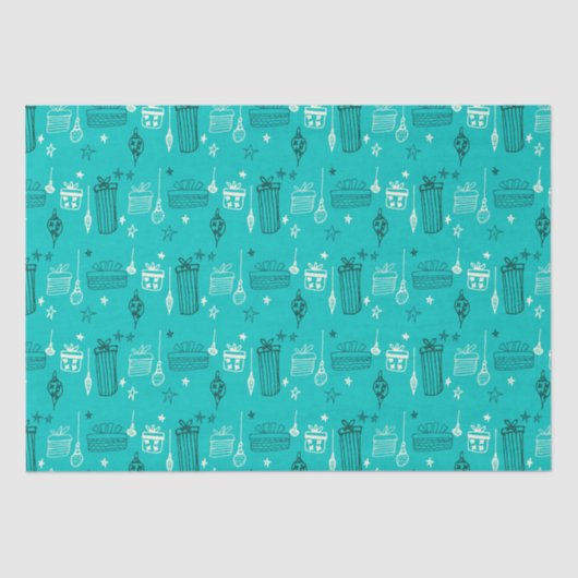 クリスマスプレゼントティール（緑がかった色） 薄葉紙 (正面)
