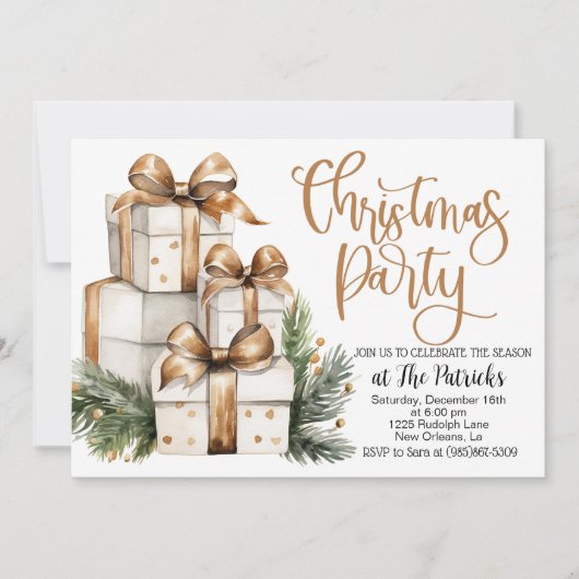 クリスマスプレゼントパーティの招待状 招待状 (正面)