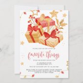 クリスマスプレゼントボックス お気に入りのものパーティー 招待状 (正面)