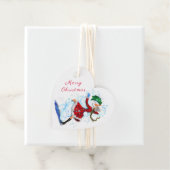 クリスマスプレゼントメッセージカード雪だるまとガールダンス フェイバータグ (インサイチュ)