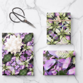 クリスマスプレゼントラップシート – ラベンダーポインセチア ラッピングペーパーシート