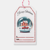 クリスマスプレゼントラベルと雪の球体 ギフトタグ (正面)