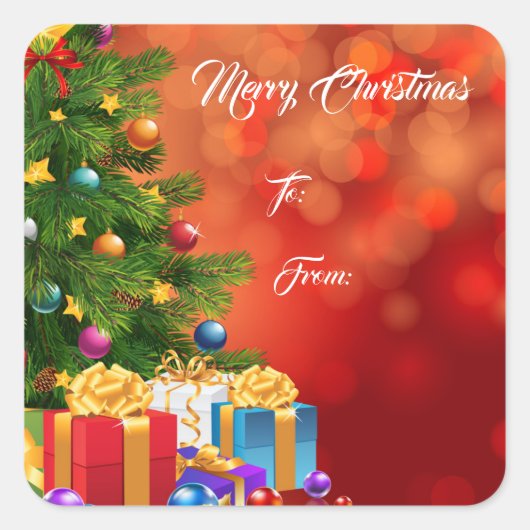 クリスマスプレゼントラベルシール スクエアシール (正面)