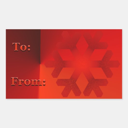 クリスマスプレゼントラベルステッカーレッドスノーフレーク 長方形シール (正面)
