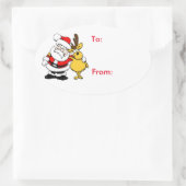 クリスマスプレゼントラベルステッカー – サンタ 楕円形シール (バッグ)