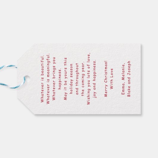 クリスマスプレゼントラベルパーソナライズされたギフトラベル ギフトタグ (裏面横)