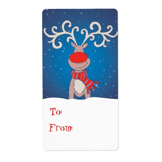 クリスマスプレゼントラベルブルー(宛先および差出人) ラベル (正面)