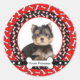 クリスマスプレゼントラベルラベルプレゼントfrom Dog ラウンドシール