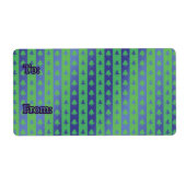 クリスマスプレゼントラベルラベル緑/青の木のデザイン ラベル (正面)