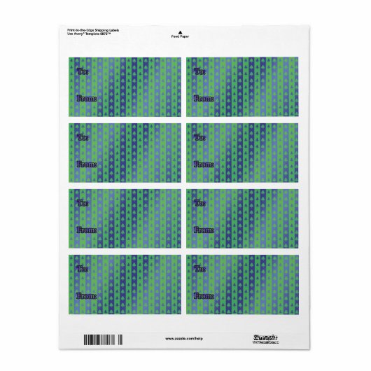 クリスマスプレゼントラベルラベル緑/青の木のデザイン ラベル (フルシート)