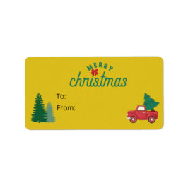 クリスマスプレゼントラベルレッドトラックとクリスマスツリー ラベル