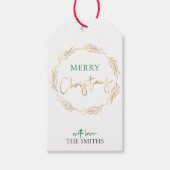 クリスマスプレゼントラベル金ゴールドリース パーソナライズされた ギフトタグ (正面)