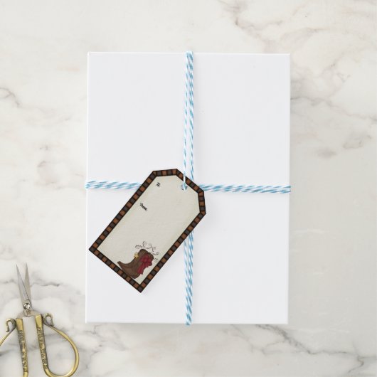 クリスマスプレゼントラベル – カウボーイブーツ ギフトタグ (より糸付き)