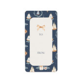 クリスマスプレゼントラベル | ネイビーウォーターカラーホリデーラベル ラベル (正面)