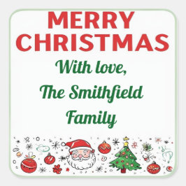 クリスマスプレゼントラベル、パーソナライズされたクリスマスラベル スクエアシール