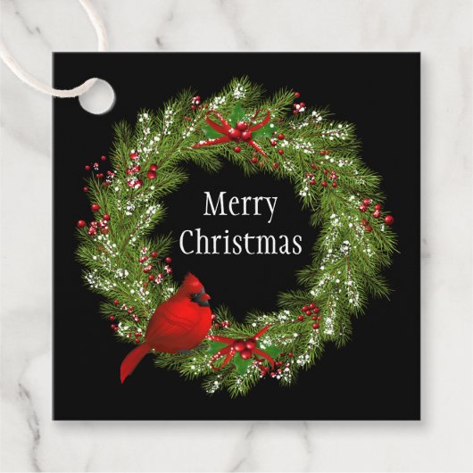 クリスマスプレゼントラベル-リースメッセージカード フェイバータグ (正面)