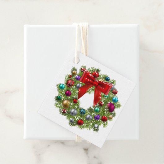 クリスマスプレゼントラベル-リースメッセージカード フェイバータグ (インサイチュ)