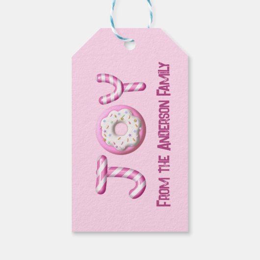 クリスマスプレゼントラベル | Joy Candy Joeピンクカスタム色 ギフトタグ (裏面)