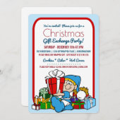 クリスマスプレゼント交換パーティの招待状 招待状 (正面/裏面)