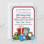 クリスマスプレゼント交換パーティの招待状 招待状 (正面)