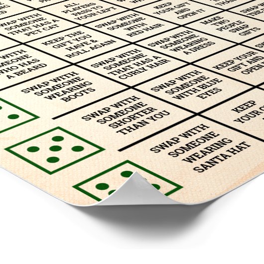 クリスマスプレゼント交換転がサイコロゲームの看板 ポスター (角)