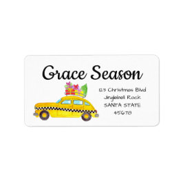 クリスマスプレゼント付きのイエローキャブニューヨークタクシー ラベル