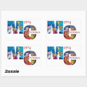 クリスマスプレゼント付きインスピレーション付きサンタ 長方形シール (シート)