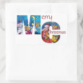 クリスマスプレゼント付きインスピレーション付きサンタ 長方形シール (バッグ)