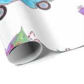 クリスマスプレゼント付きグリーンカー水彩色 ラッピングペーパー (ロールコーナー)