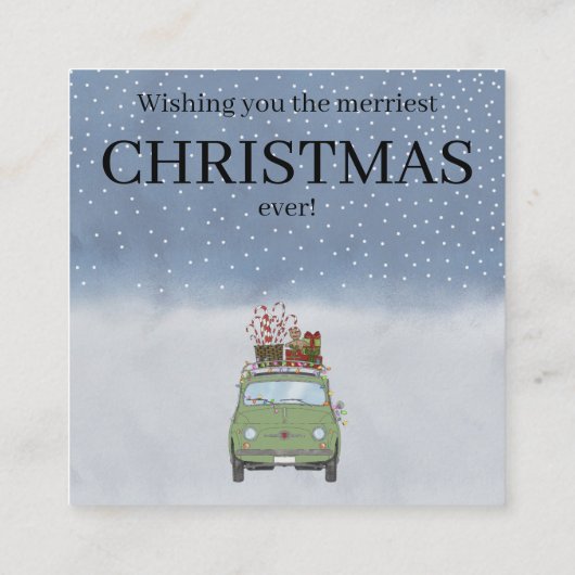 クリスマスプレゼント付きグリーンカーHoliday Card エンクロージャーカード (裏面)