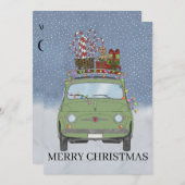 クリスマスプレゼント付きグリーンカーHoliday Card シーズンカード (正面/裏面)
