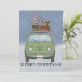 クリスマスプレゼント付きグリーンカーHoliday Card シーズンカード (スタンド正面)