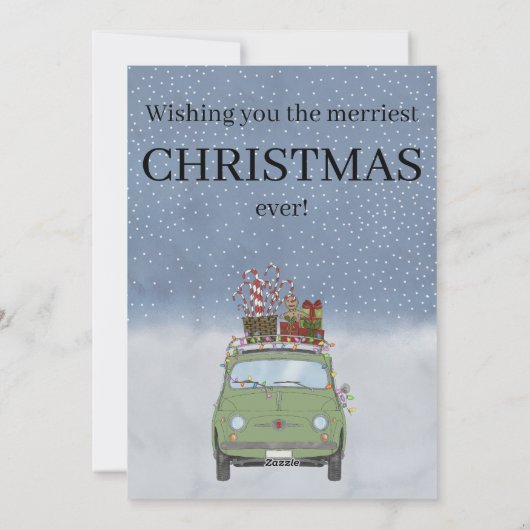 クリスマスプレゼント付きグリーンカーHoliday Card シーズンカード (裏面)